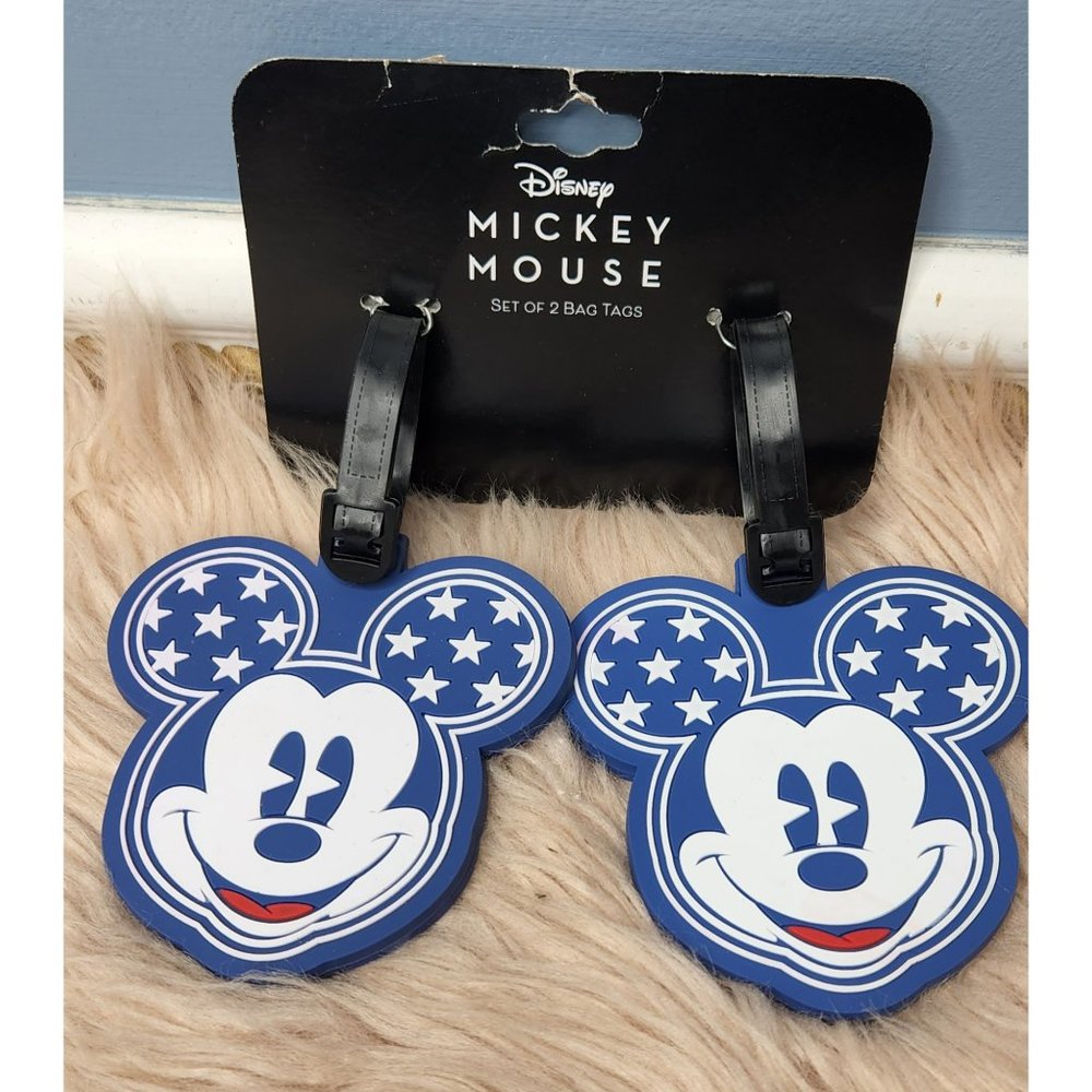 NWT DISNEY MICKEY MOUSE TRAVEL ID CARD TAG / 2 PACK